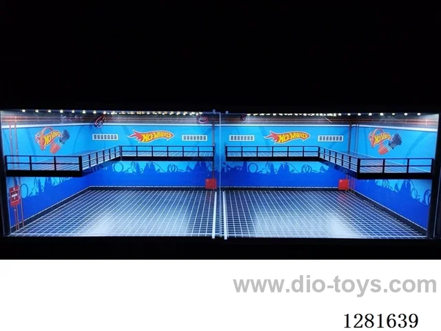 1:64 Illuminated Scale Model Garage Parking Lot Die-Cast Car Storage Display Rack (with Acrylic Dust-Proof Door)