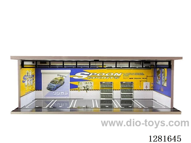 1:64 Illuminated Realistic Model Car Garage Parking Lot Die-Cast Car Storage Display Stand (with Acrylic Dust-Proof Door)