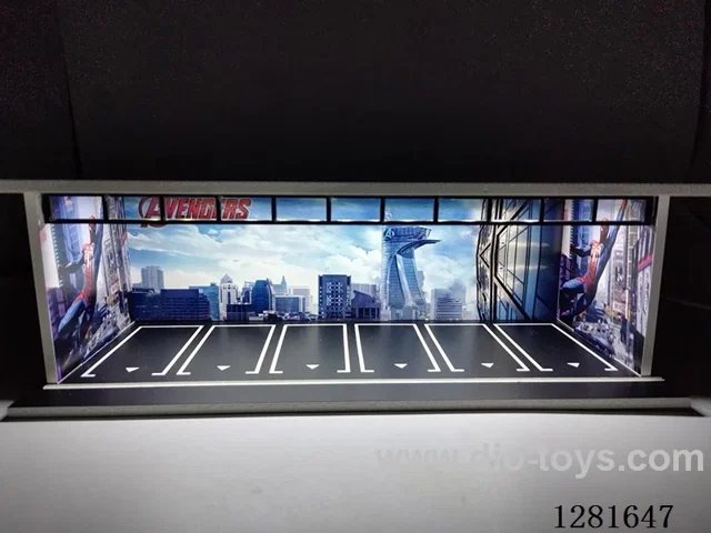 1:64 Illuminated Scale Model Garage Parking Lot Die-Cast Car Storage Display Stand (with Acrylic Dust-Proof Door)