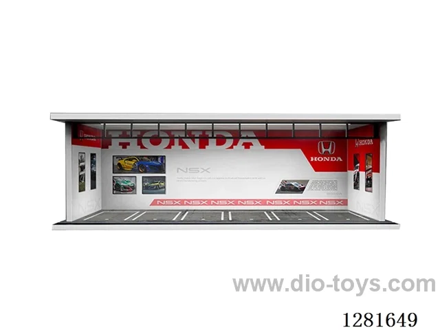 1:64 Lighted Scale Model Garage Parking Lot Die-Cast Car Storage Display Stand (with Acrylic Dust-Proof Door)