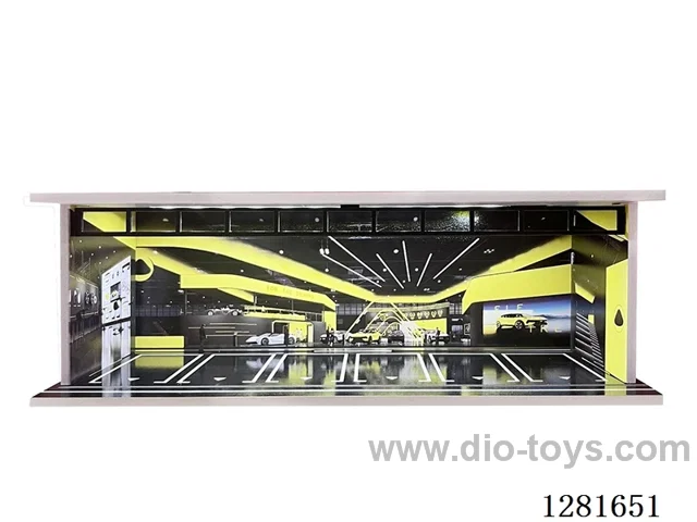 1:64 Lighted Scale Model Garage Parking Lot Die-Cast Car Storage Display Stand (with Acrylic Dust-Proof Door)