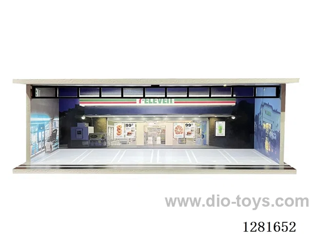 1:64 Illuminated Scale Model Garage Parking Lot Die-Cast Car Storage Display Stand (with Acrylic Dust-Proof Door)