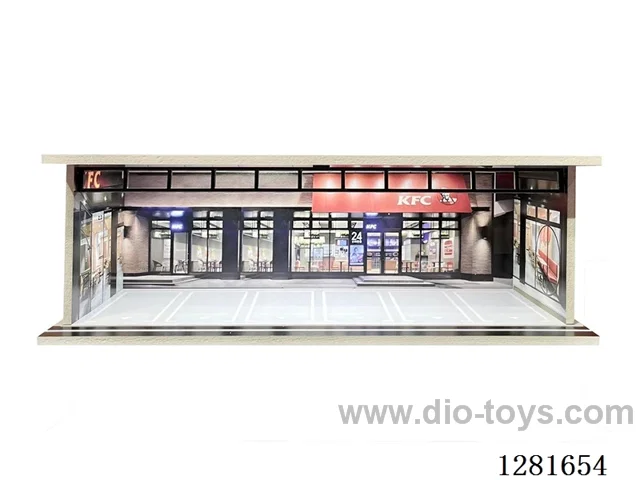 1:64 Illuminated Scale Model Garage Parking Lot Die-Cast Car Storage Display Stand (with Acrylic Dust-Proof Door)