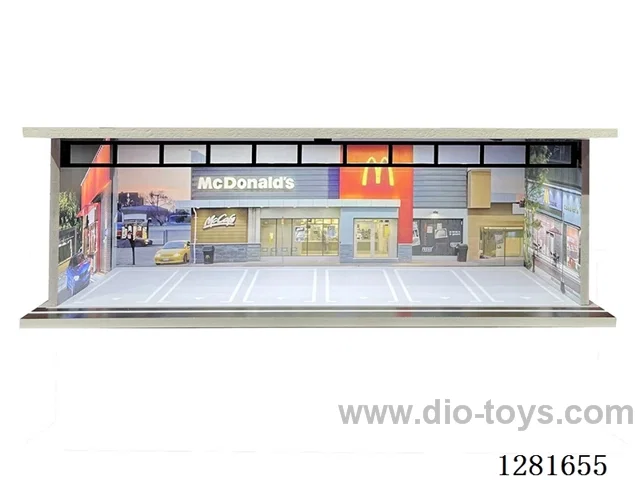1:64 Illuminated Scale Model Garage Parking Lot Die-Cast Car Storage Display Stand (with Acrylic Dust-Proof Door)