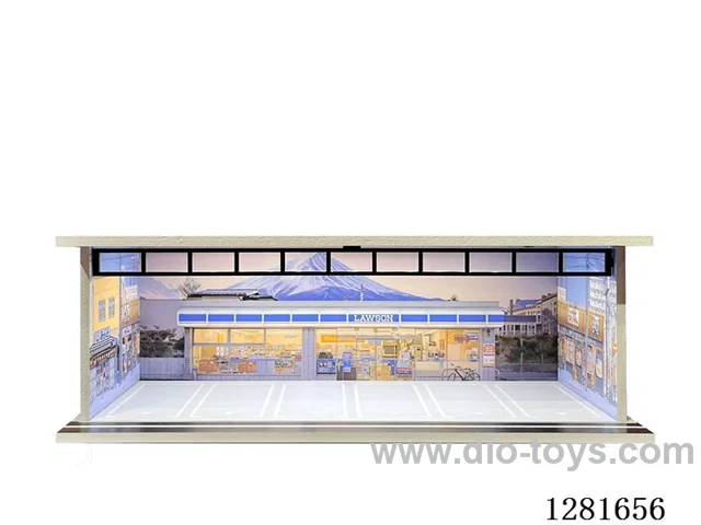 1:64 Illuminated Scale Model Garage Parking Lot Die-Cast Car Storage Display Stand (with Acrylic Dust-Proof Door)