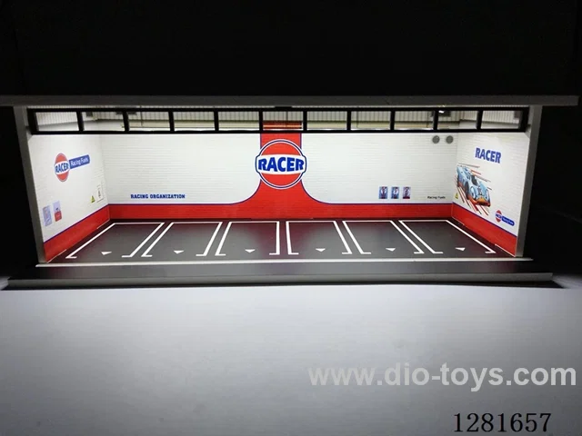 1:64 Illuminated Scale Model Garage Parking Lot Die-Cast Car Storage Display Stand (with Acrylic Dust-Proof Door)