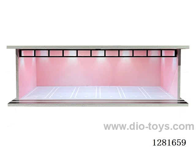 1:64 Illuminated Scale Model Garage Parking Lot Die-Cast Car Storage Display Stand (with Acrylic Dust-Proof Door)