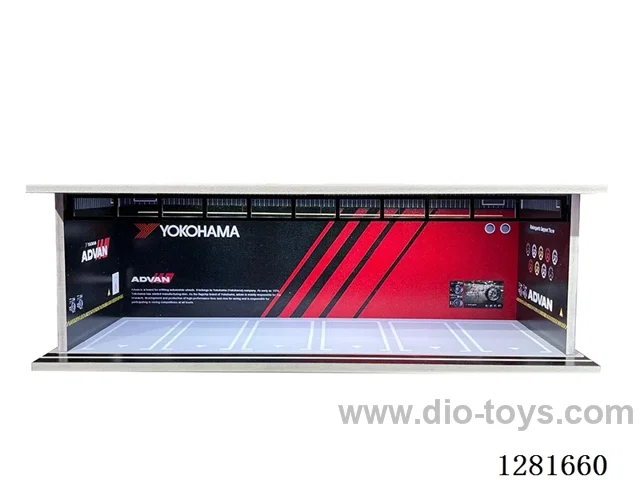 1:64 Illuminated Scale Model Garage Parking Lot Die-Cast Car Storage Display Stand (with Acrylic Dust-Proof Door)
