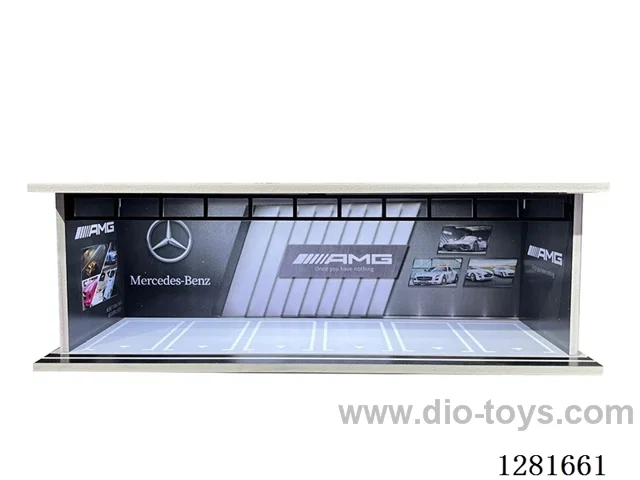 1:64 Lighted Scale Model Garage Parking Lot Die-Cast Car Storage Display Stand (with Acrylic Dust-Proof Door)