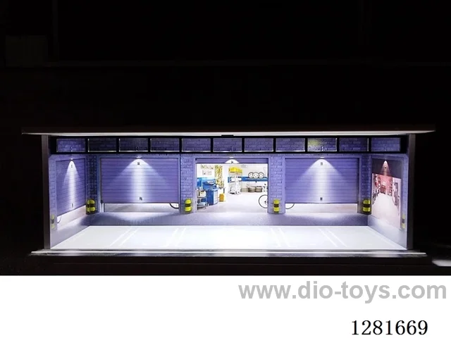 1:64 Illuminated Realistic Model Car Garage Parking Lot Die-Cast Car Storage and Display Stand (with Acrylic Dust-Proof Door)