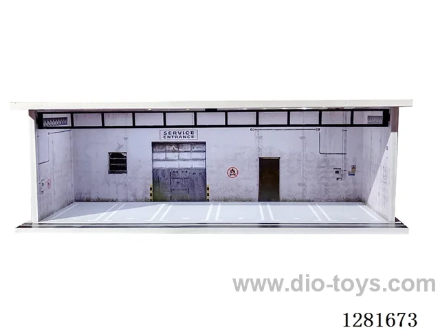1:64 Illuminated Scale Model Garage Parking Lot Die-Cast Car Storage Display Rack (with Acrylic Dust-Proof Door)