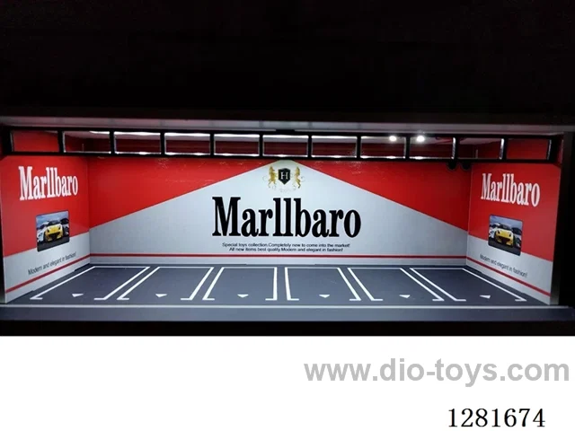 1:64 Illuminated Scale Model Garage Parking Lot Die-Cast Car Storage Display Rack (with Acrylic Dust-Proof Door)