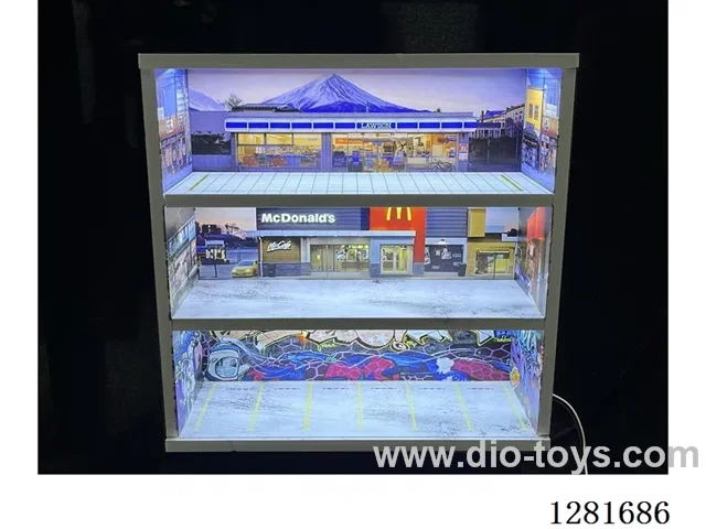 1:64 Three-Tier Illuminated Garage Model Scene (Assembly Kit)