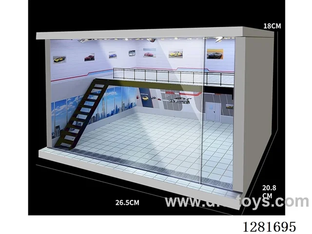 Realistic Illuminated Dust-Proof Double-Deck Garage Parking Lot (Compatible with 1/64, 1/43, 1/36, 1/32 Scale Models)