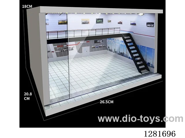 Realistic Illuminated Dust-Proof Double-Deck Garage Parking Lot (Compatible with 1/64, 1/43, 1/36, 1/32 Scale Models)