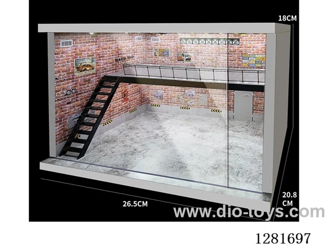 Realistic Two-Tier Garage with Lights and Dust-Proof Design (Compatible with 1/64, 1/43, 1/36, and 1/32 Scale Models)