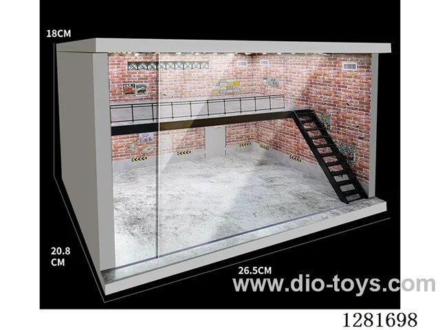 Realistic Two-Tier Garage with Lights and Dust-Proof Design (Compatible with 1/64, 1/43, 1/36, and 1/32 Scale Models)