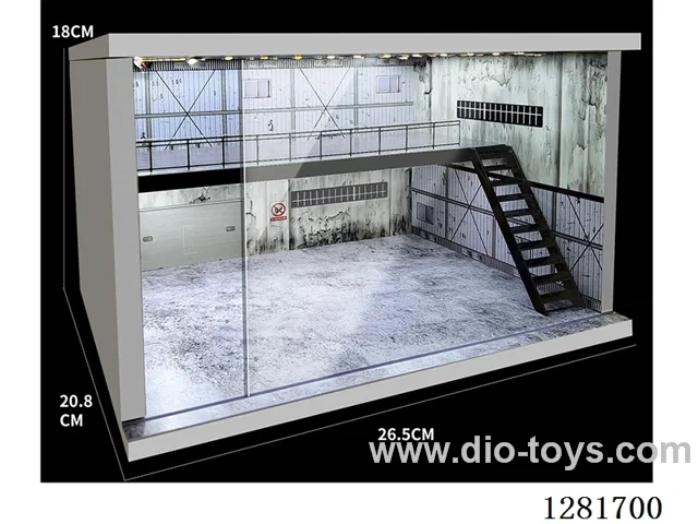 Realistic Dustproof Two-Story Garage with Lights (Compatible with 1/64, 1/43, 1/36, and 1/32 Scale Car Models)