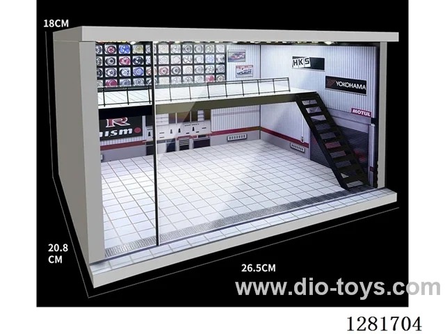 Realistic Dust-Proof Double-Deck Garage with Lights (Compatible with 1/64, 1/43, 1/36, and 1/32 Scale Car Models)