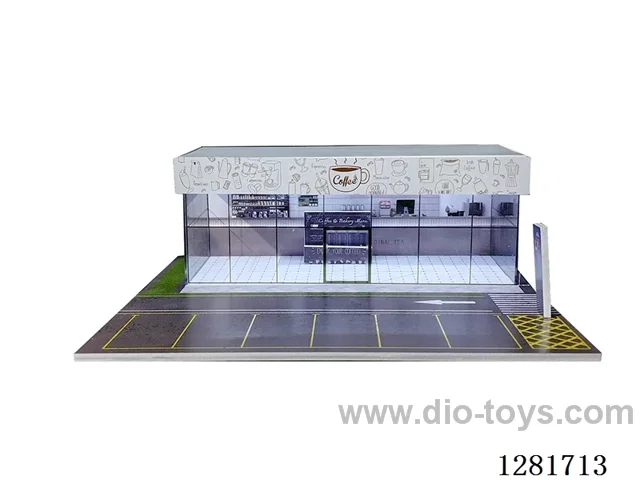 1:64 Model Car Display and Storage Scene: Coffee Shop