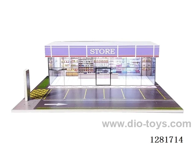 1:64 Convenience Store Model Scene: Car Display and Storage Box