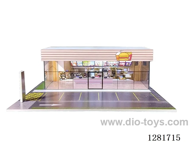 1:64 Fast Food Restaurant Model Scene Car Display and Storage