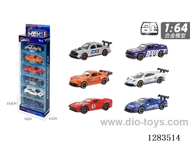 1:64 free wheel alloy car 6PCS