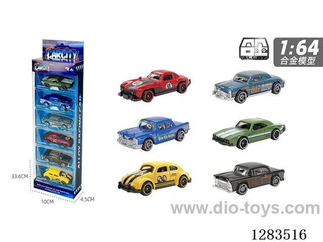 1:64 free wheel alloy car 6PCS