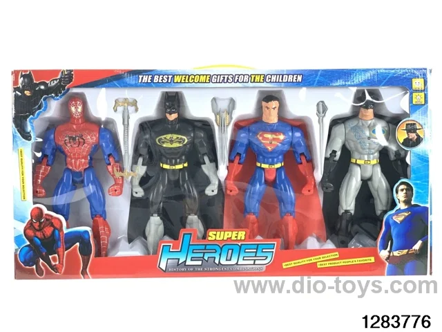 Batman, Spider-Man, Superman, Zorro in window box