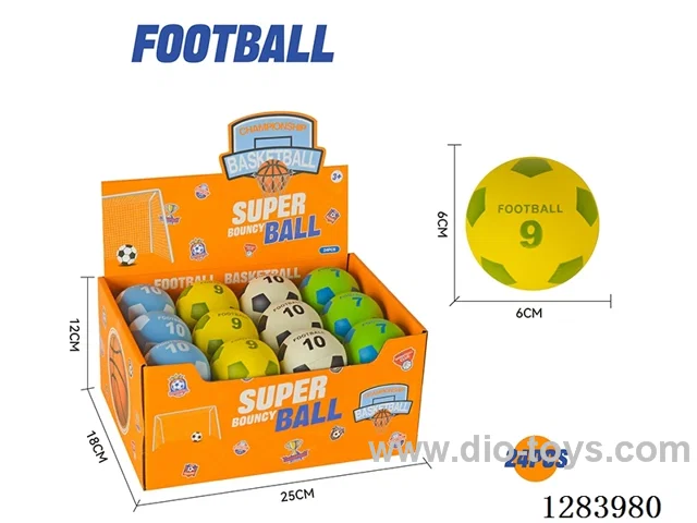 6cm Soccer - Rubber Bounce Ball (4 styles)24PCS