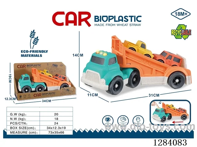 Straw Material - Cartoon Track Gliding Transport Car (Lights & Sounds)