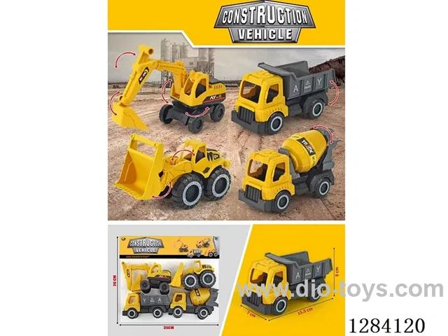 Construction Vehicle Toys - free wheel 4 mixed