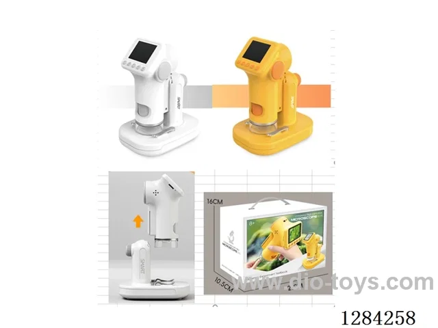 Microscope / 2-inch display / 12 built-in languages / Photo and video capture / 1600x magnification / Rotary focus adjustment / 3-level lighting / Rotatable screen / Detachable / SD card compatible included battery