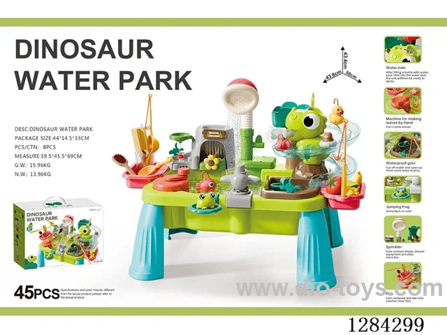 Dinosaur Water Play Set, Electric Water-Spouting Sink 45 PCS (Spray Dinosaur) – Batteries Not Included: 4 x 1.5V AA + 2 x 1.5V AAA