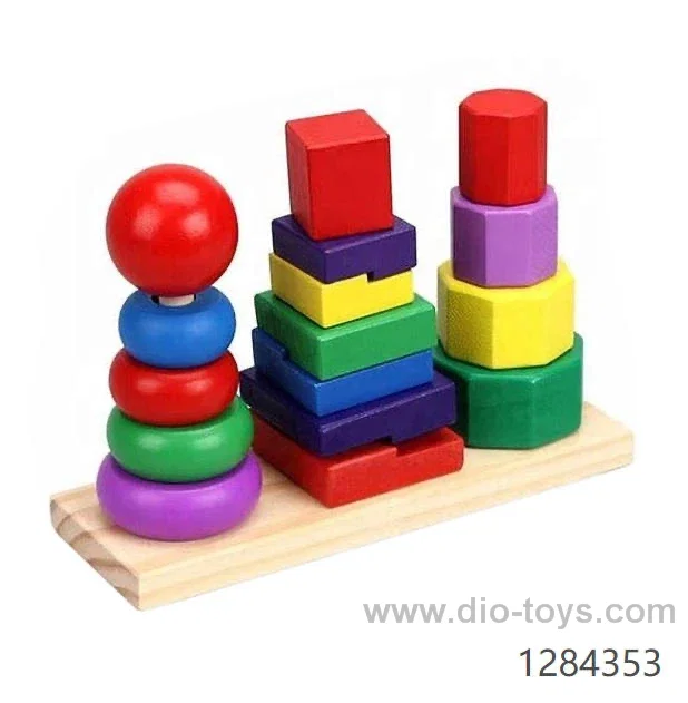 Wooden Rainbow Colorful Stacking Block Toy