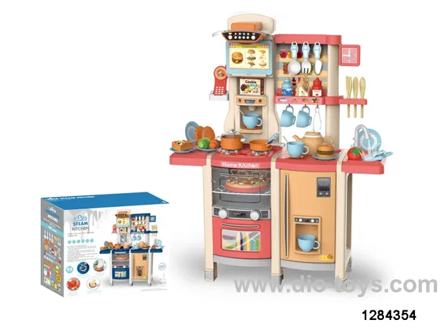 100cm spraying kitchen toy（with spraying , food color changable,light and music, water pull out funciton）in color box