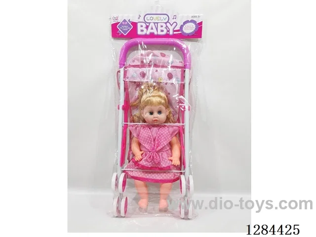 16-Inch Hollow-Body Doll with Moving Eyes, English IC, and Metal Hand-Pushed Food Cart