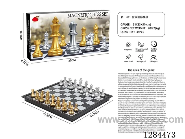 Folding Magnetic Gold & Silver Chess Set