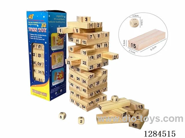 Wooden 54PCS Number Jenga - 6.3