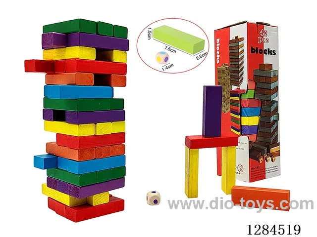 Wooden 48PCS Color Jenga - 7.5