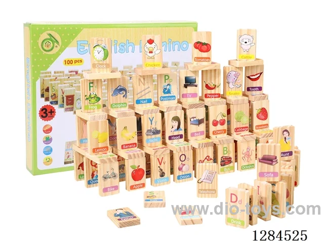 Wooden 100PCS Dominoes - Alphabet Set