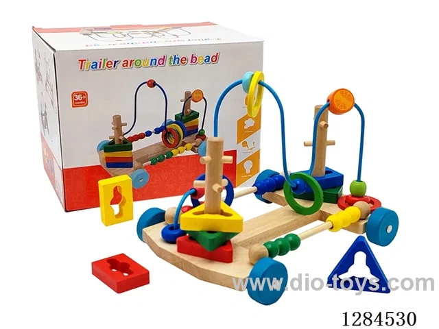 Wooden Stacking Trailer Bead Stringing Set