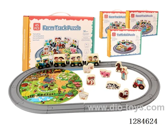 Wooden Building Block Track Cars / Puzzles - Assorted