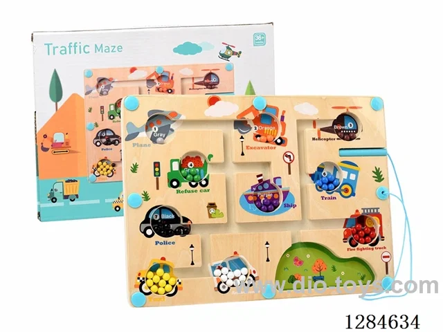 Wooden Transportation Tracing and Bead Maze