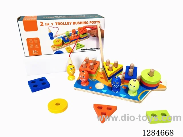 Wooden Fishing Game (4 Sets of Poles, 2-in-1)