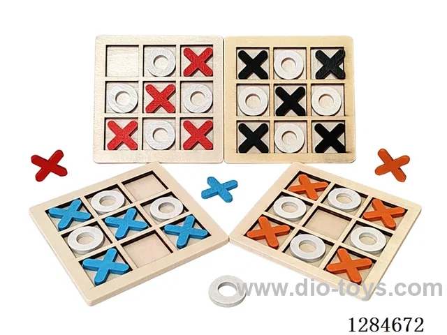 Wooden Tic-Tac-Toe Game (10PCS, Assorted Colors)
