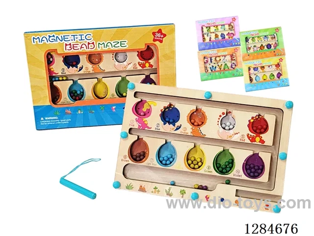 Wooden Dinosaur Maze Pen-Tracing Bead Game