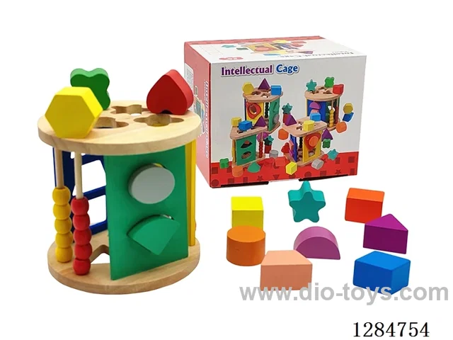 Wooden 13-Hole Circular Puzzle Box