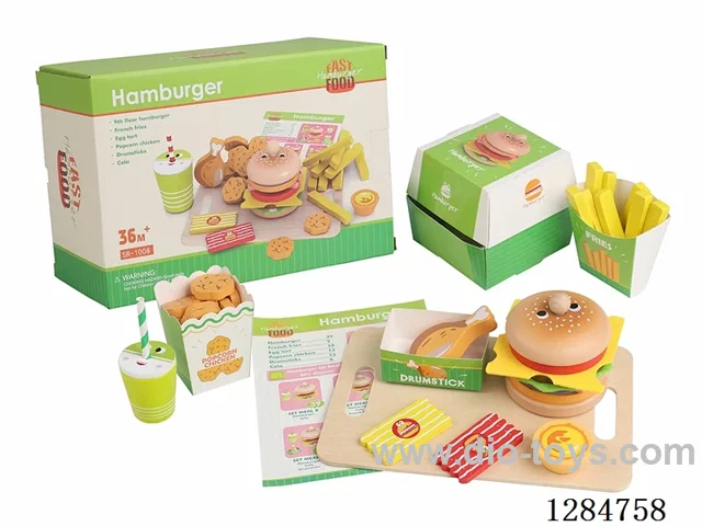 Wooden Big Burger and Fries Set