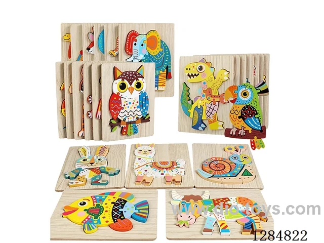 Wooden Colorful Snap-Together 3D Puzzles (Various Styles)
